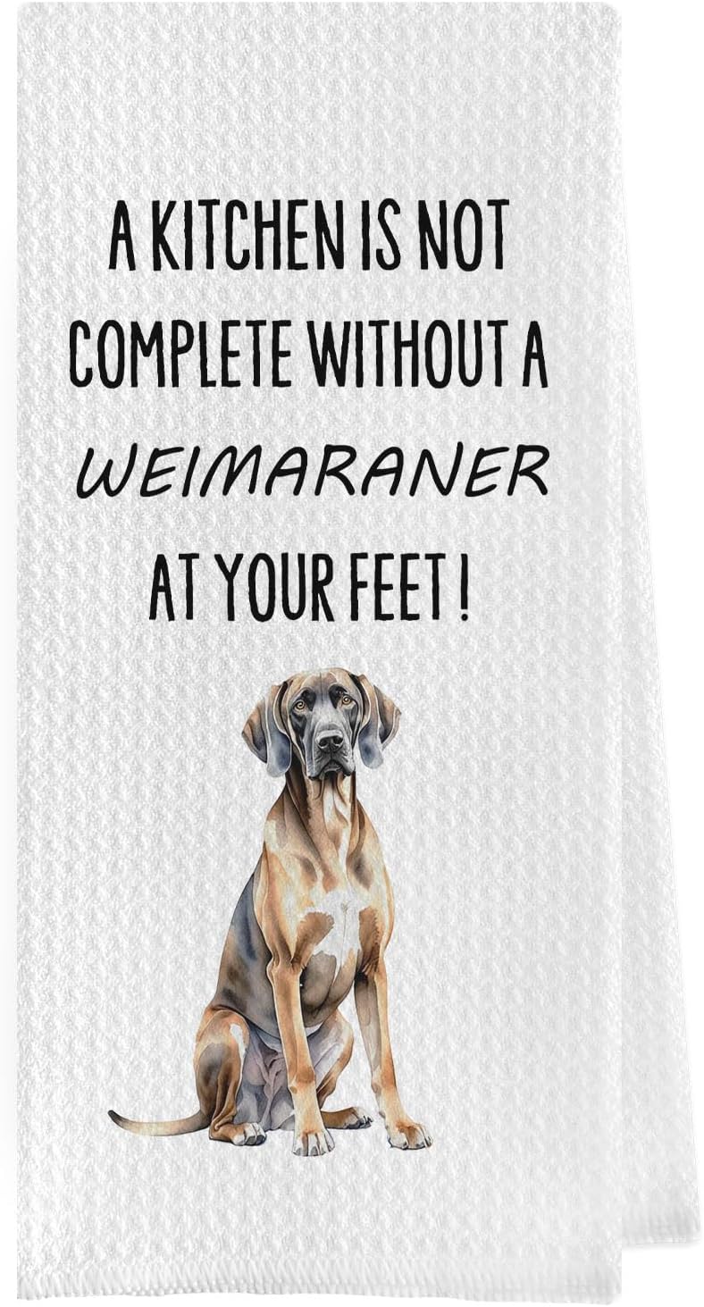 Geqtt Funny Weimaraner Kitchen Towels - Weimaraner Gifts Waffle Decorative Dish Towels, Dog Lover Mom Dad Gifts Hand Tea Towel, 16x24 Inch - Image 1